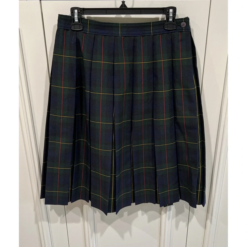 Vtg Dennis Made In USA Women's Size Missy 14 Plaid Skirt Pleated Preppy Academia